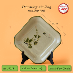 Đĩa Vuông Hoa Đào Chuồn
