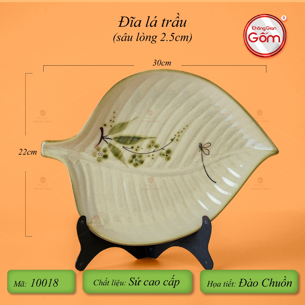 Đĩa Lá Trầu Hoa Đào Chuồn