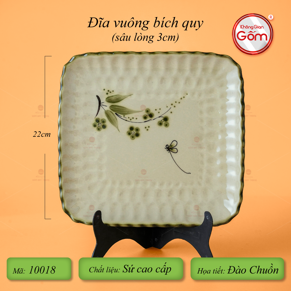 Bộ Bát Đĩa Bát Tràng Men Kem Đào Chuồn
