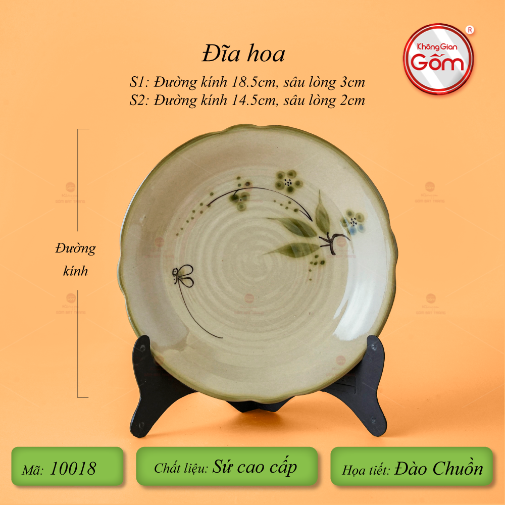 Bộ Bát Đĩa Bát Tràng Men Kem Đào Chuồn