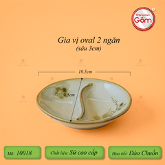 Chén Gia Vị Oval 2 Ngăn Hoa Đào Chuồn