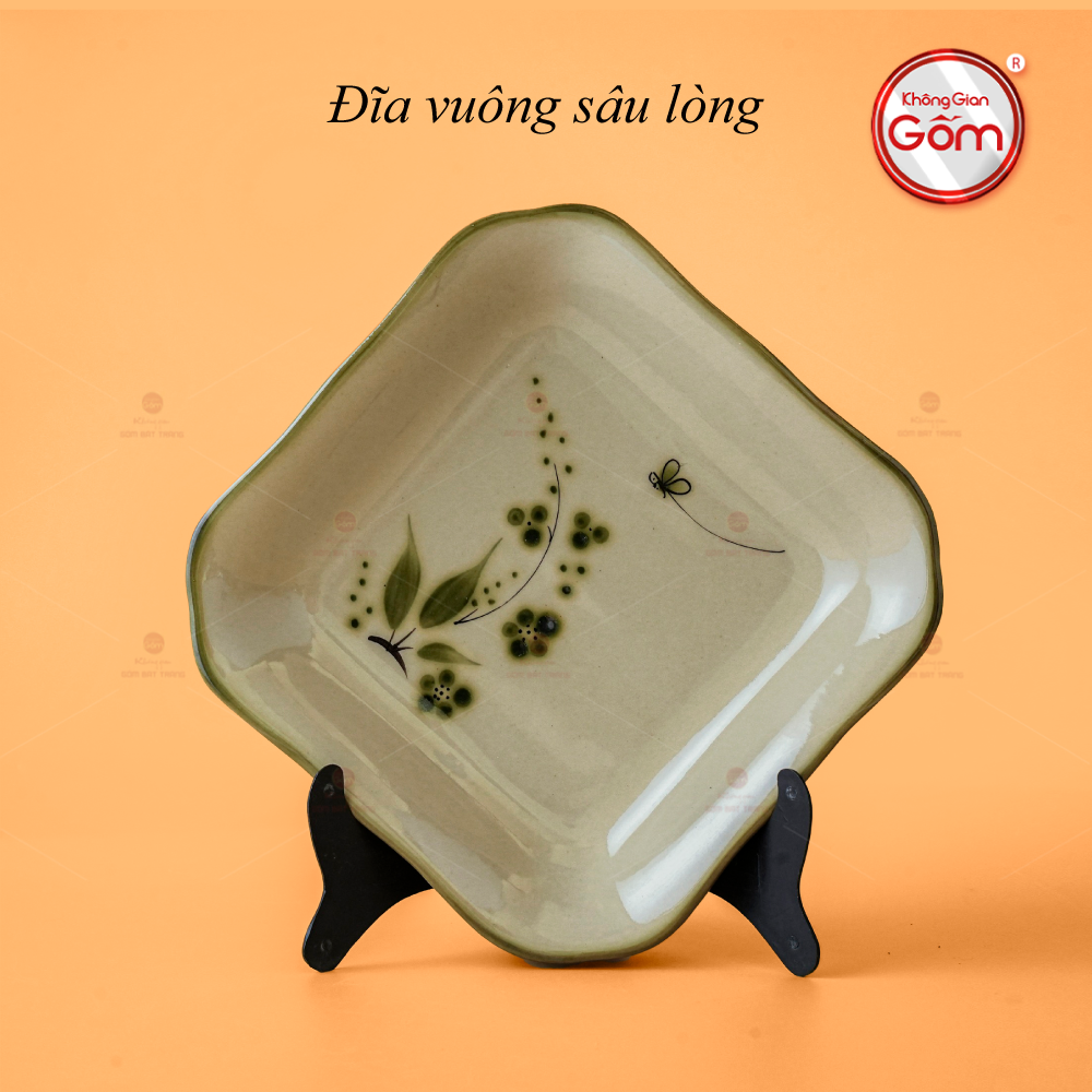 Đĩa Vuông Hoa Đào Chuồn