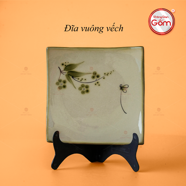 Đĩa Vuông Vếch Hoa Đào Chuồn