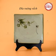 Đĩa Vuông Vếch Hoa Đào Chuồn