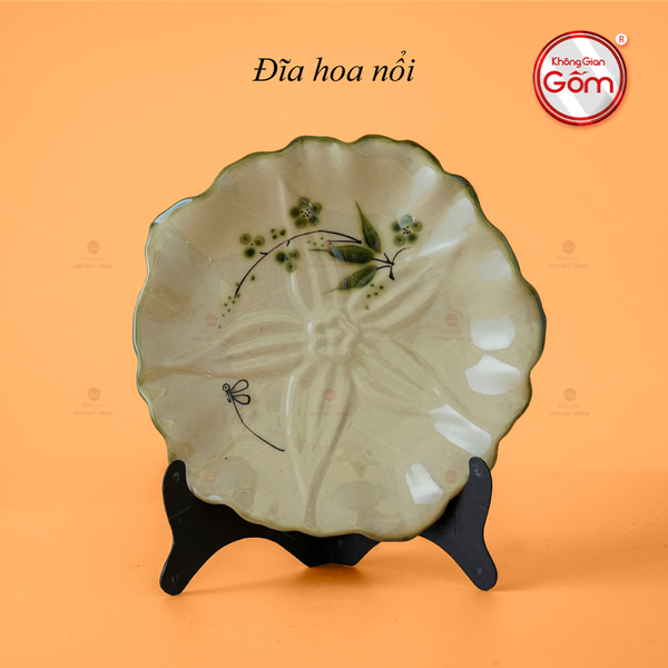 Đĩa Hoa Nổi Hoa Đào Chuồn