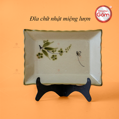 Đĩa Chữ Nhật Miệng Lượn Hoa Đào Chuồn