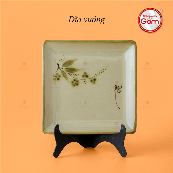 Đĩa Vuông Hoa Đào Chuồn
