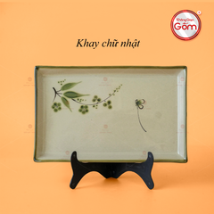 Khay Chữ Nhật Hoa Đào Chuồn