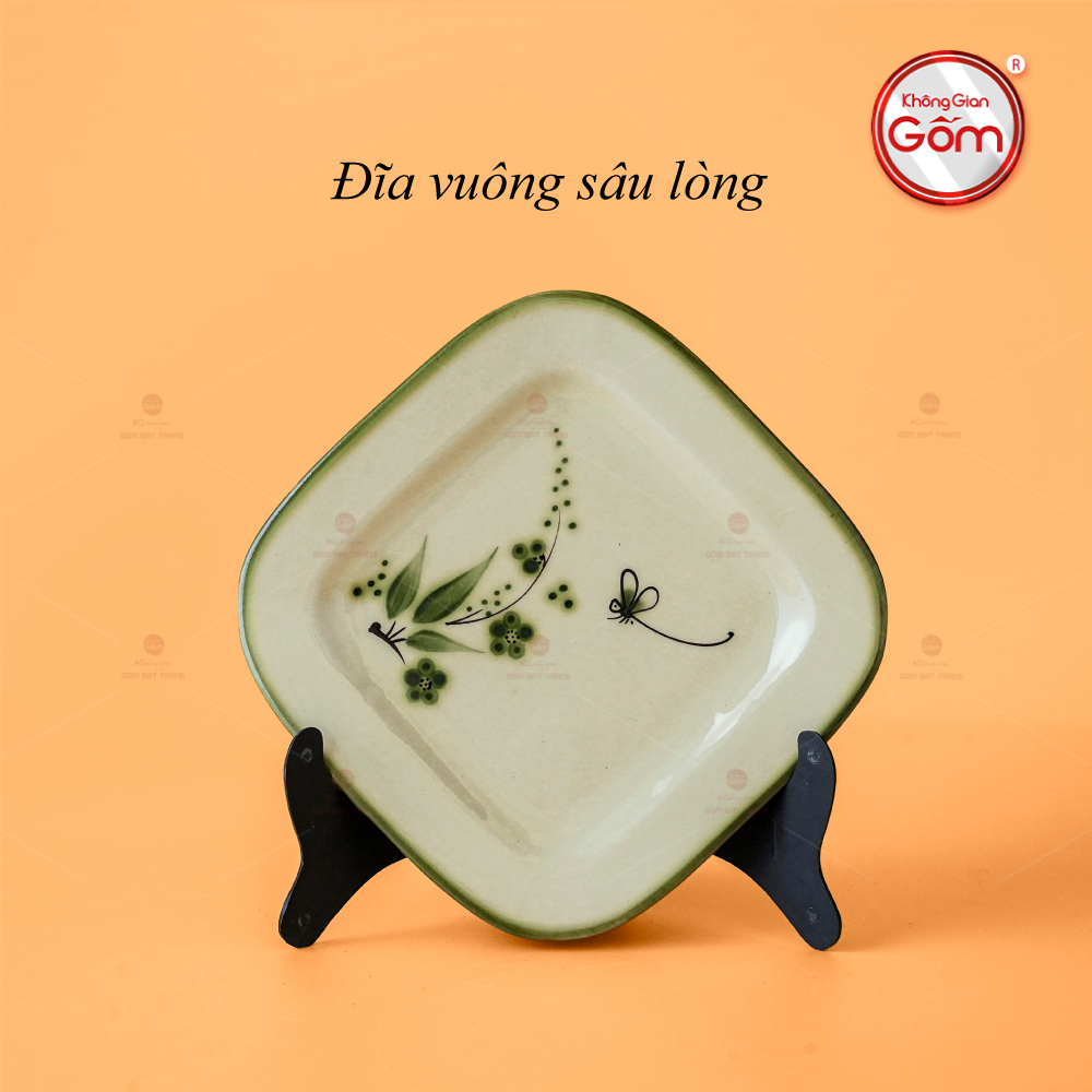 Đĩa Vuông Hoa Đào Chuồn
