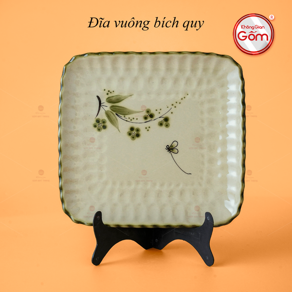 Đĩa Vuông Bích Quy Hoa Đào Chuồn