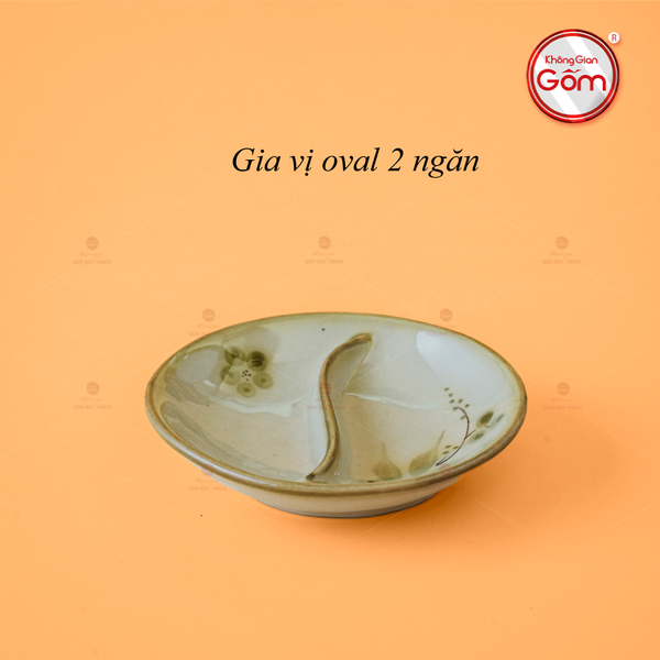 Chén Gia Vị Oval 2 Ngăn Hoa Đào Chuồn