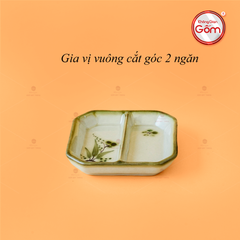 Chén Gia Vị Vuông Cắt Góc 2 Ngăn Hoa Đào Chuồn