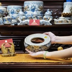 Đế Bát Hương Thờ Men Rạn Nổi Họa Tiết Rồng