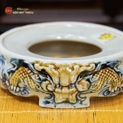 Đế Bát Hương Thờ Men Rạn Nổi Họa Tiết Rồng