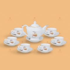 Bộ trà Đèn thần Giáp Thìn 2024 kẻ chỉ vàng