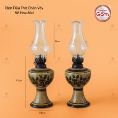 Đèn Dầu Thờ Chân Váy Vẽ Hoa Mai