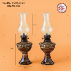 Đèn Dầu Thờ Thổ Cẩm Đắp Nổi Hoa