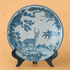Đĩa Cảnh Hươu Sao Chim Hạc Men Rạn