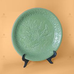 Đĩa Cảnh Men Ngọc Song Ngư Cát Hạnh
