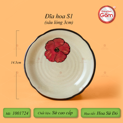 Đĩa Hoa Hoa Sứ Đỏ