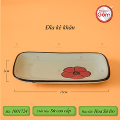 Đĩa Kê Khăn Hoa Sứ Đỏ