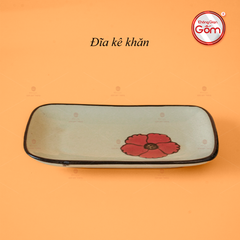 Đĩa Kê Khăn Hoa Sứ Đỏ