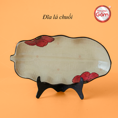 Đĩa Lá Chuối Đại Hoa Sứ Đỏ