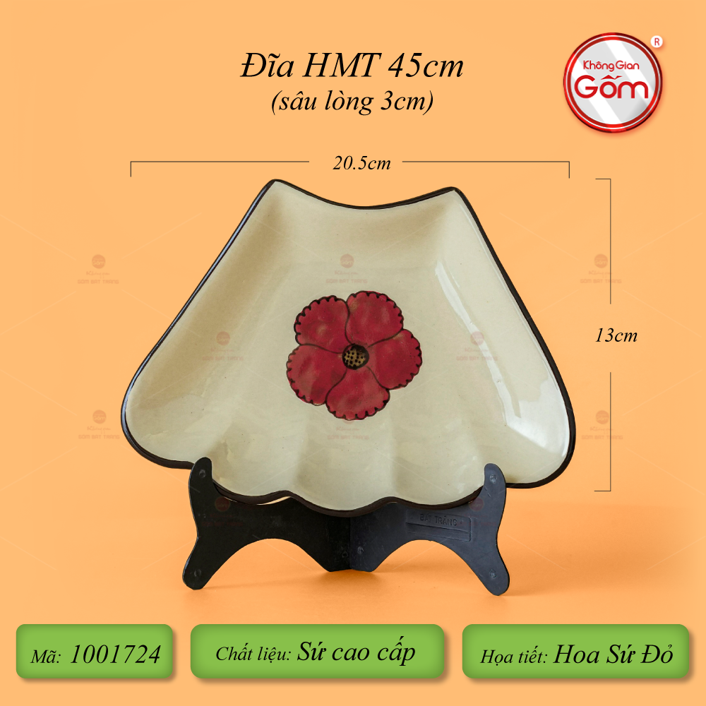 Đĩa Cánh Lẻ Hoa Mặt Trời Sứ Đỏ