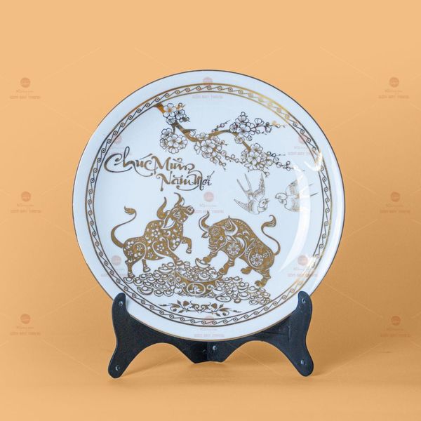 Đĩa Cảnh Trưng Bày Vẽ Vàng
