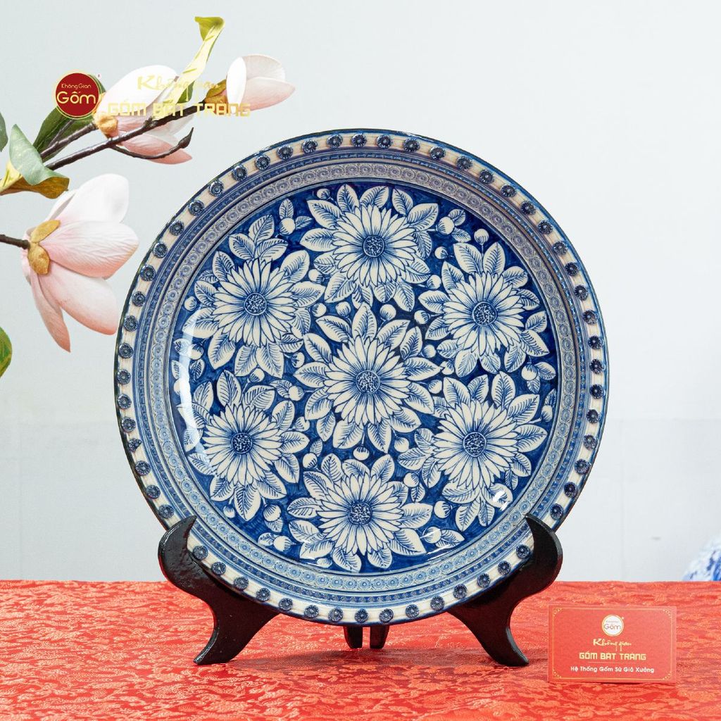 Đĩa Trưng Bày Họa Tiết Hoa Cúc