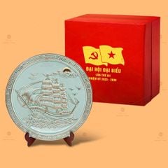 Đĩa Cảnh Thuận Buồm Xuôi Gió Men Ngọc Kẻ Vàng