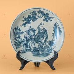 Đĩa Trưng Bày Tiên Đồng Ông Thọ Men Rạn