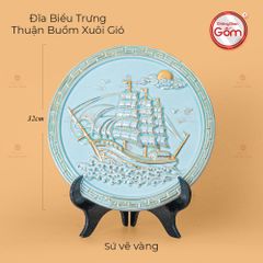 Đĩa Biểu Trưng Thuận Buồm Xuôi Gió Vẽ Vàng