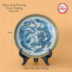 Đĩa Long Phụng Trình Tường Men Rạn Bọc Đồng