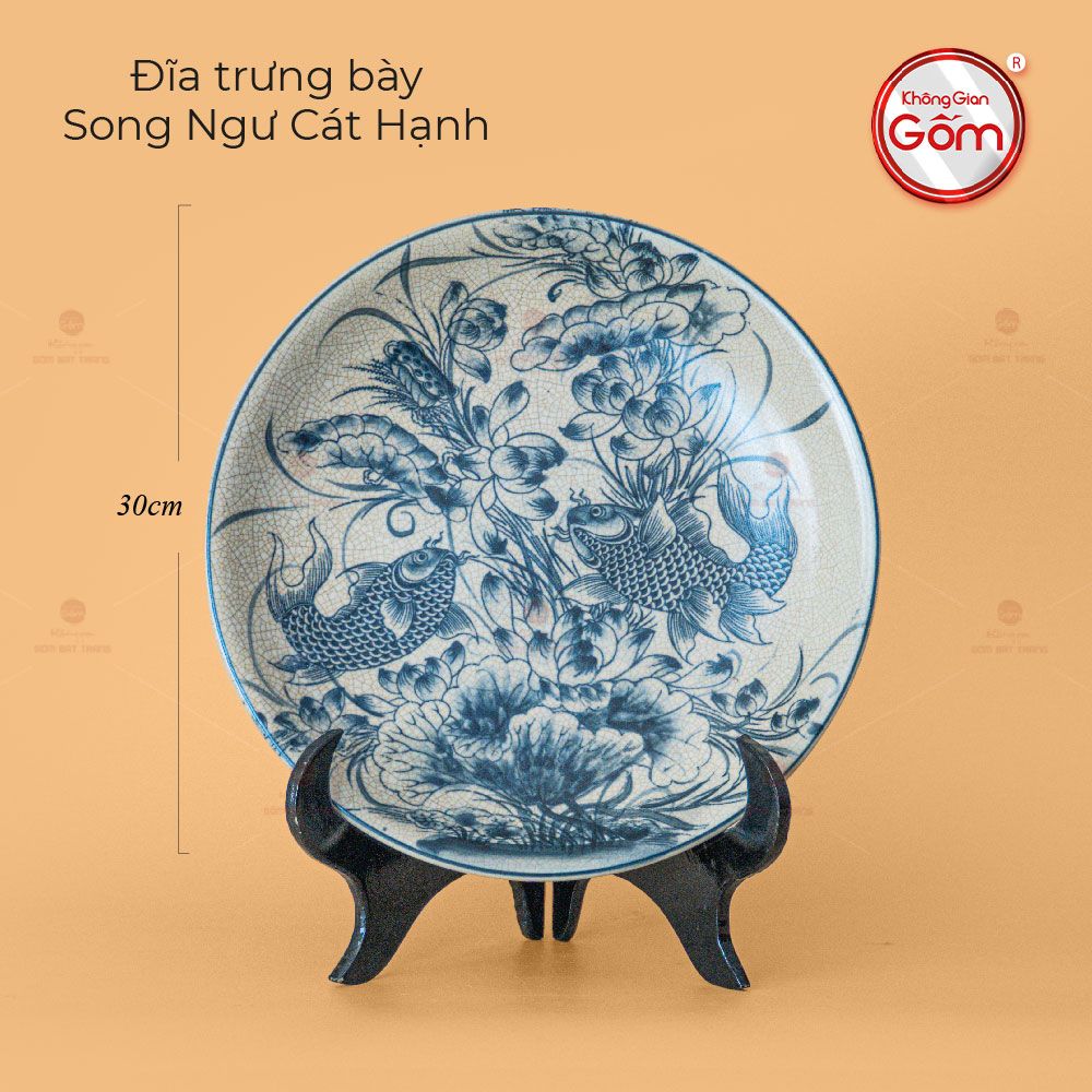 Đĩa Trưng Bày Song Ngư Men Rạn