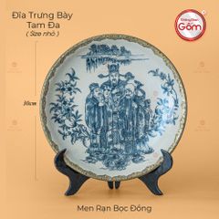 Đĩa Trưng Bày Tam Đa Men Rạn Bọc Đồng