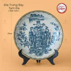 Đĩa Trưng Bày Tam Đa Men Rạn Bọc Đồng