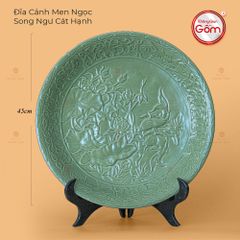 Đĩa Cảnh Men Ngọc Song Ngư Cát Hạnh