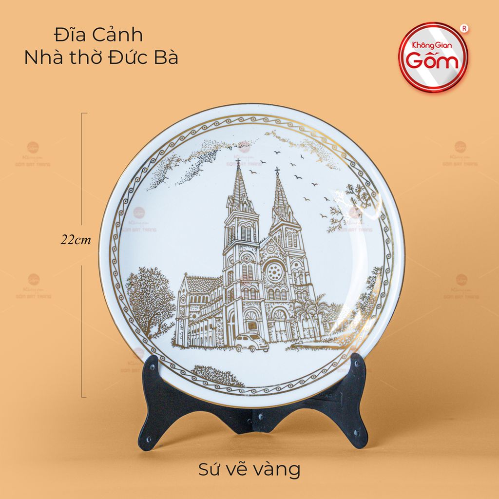 Đĩa Cảnh Trưng Bày Vẽ Vàng