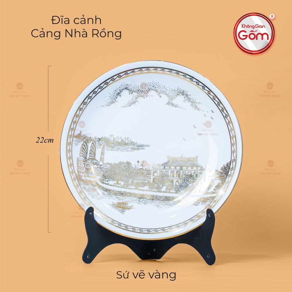 Đĩa Cảnh Trưng Bày Vẽ Vàng