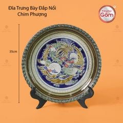 Đĩa Trưng Bày Đắp Nổi Chim Phượng