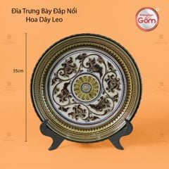 Đĩa Trưng Bày Đắp Nổi Hoa Dây Leo