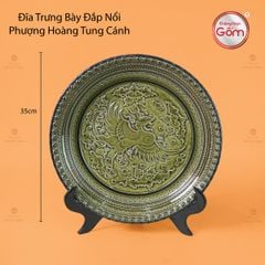 Đĩa Trưng Bày Đắp Nổi Phượng Hoàng Tung Cánh