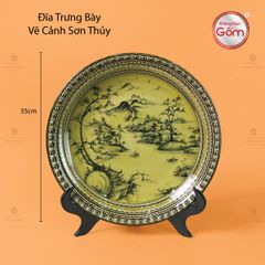 Đĩa Trưng Bày Vẽ Cảnh Sơn Thủy