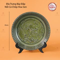 Đĩa Trưng Bày Đắp Nổi Cá Chép Hoa Sen