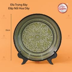 Đĩa Trưng Bày Đắp Nổi Hoa Dây
