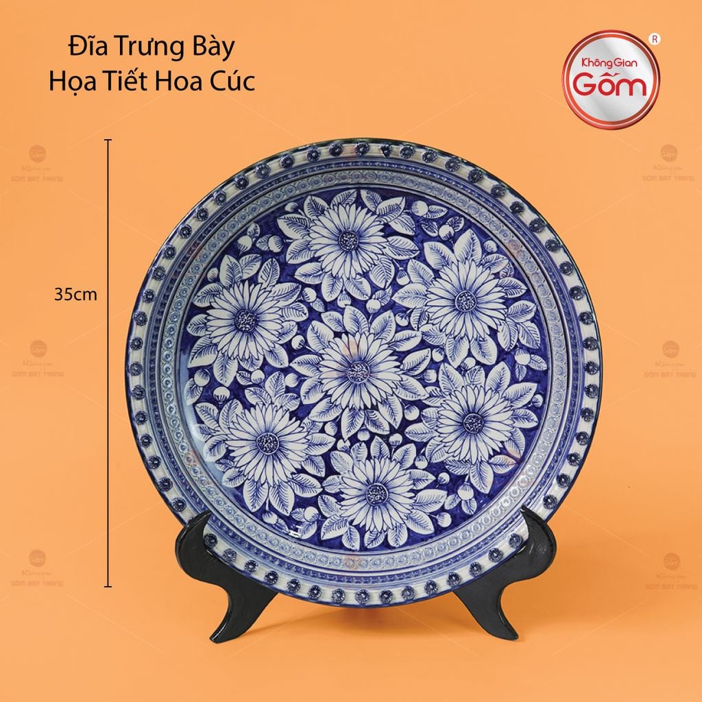 Đĩa Trưng Bày Họa Tiết Hoa Cúc