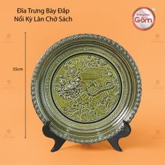Đĩa Trưng Bày Đắp Nổi Kỳ Lân Chở Sách