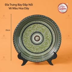 Đĩa Trưng Bày Đắp Nổi Vẽ Màu Hoa Dây