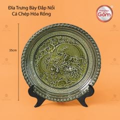 Đĩa Trưng Bày Đắp Nổi Cá Chép Hóa Rồng
